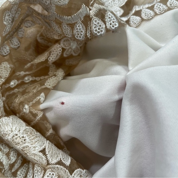 Adrianna Papell NWT Sequin Popover Mermaid Gown in Pearl Size 6 - Picture 14 of 16